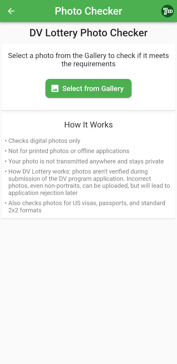 7ID DV Program photo checker - how to load a photo